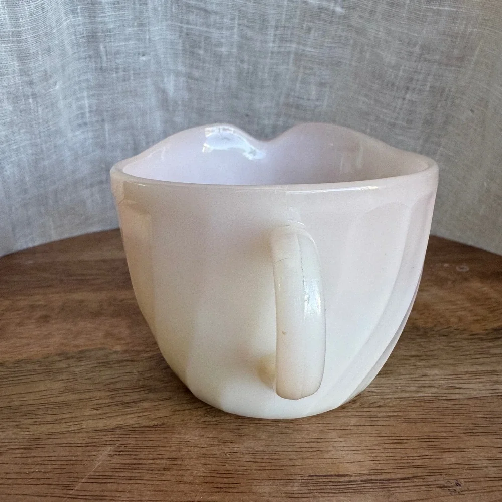 USA Vintage Fire King Pink Ombre Creamer‎ Pitcher Swirl Design Milk Glass